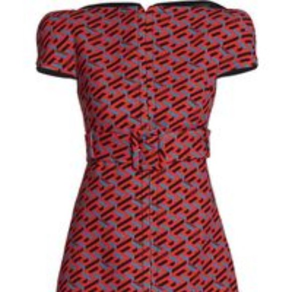 **SOLD** Versace La Greca Monogram Print Belted Wool Mini Dress, - Picture 4 of 13